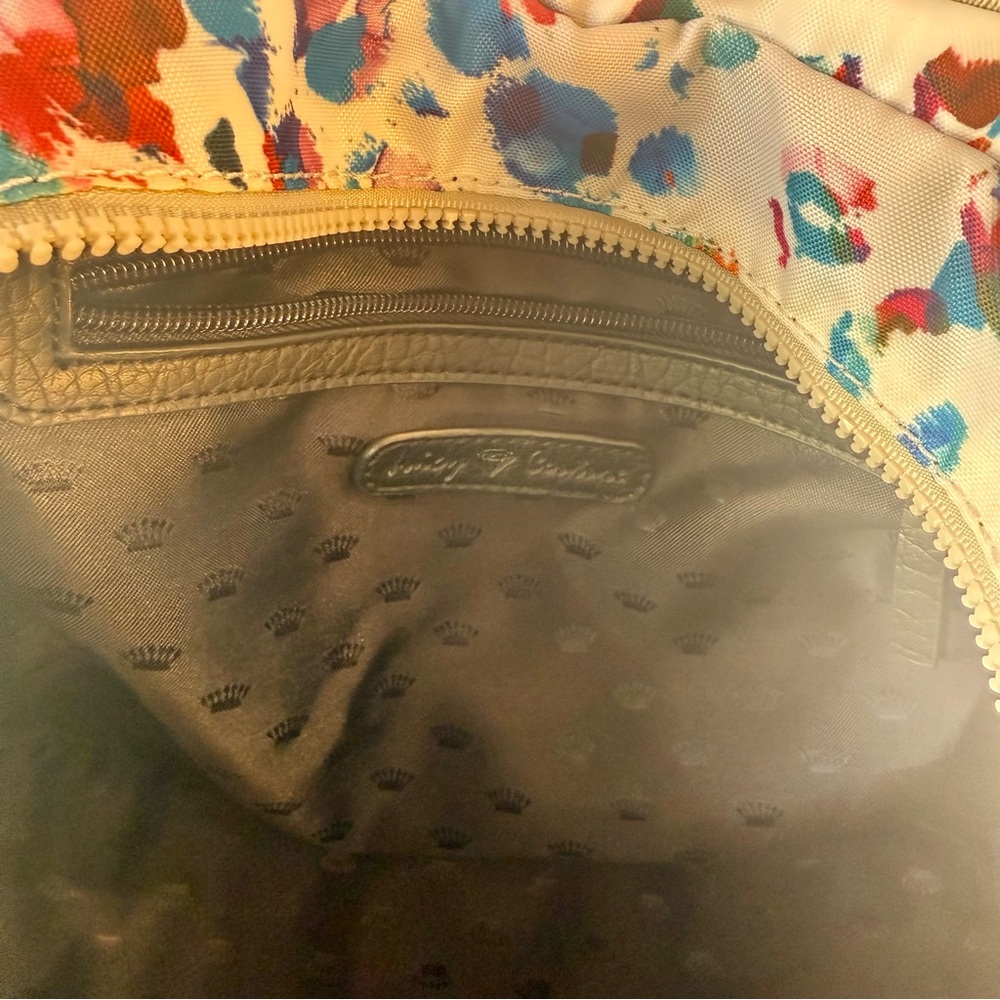 Juicy Couture Paint Splatter Nylon Satchel Shoulder Bag Crossbody Pom Pom Y2K - Picture 10 of 13